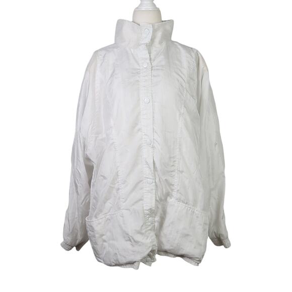 Vintage 90s Tudor Court white snap front windbreaker jacket XL - Picture 1 of 6
